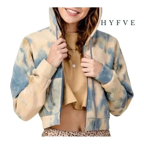 HYFVE TIE‎ DYE FULL ZIP HOODIE WITH HOOD/DRAWSTRING SIZE MEDIUM - Picture 1 of 11